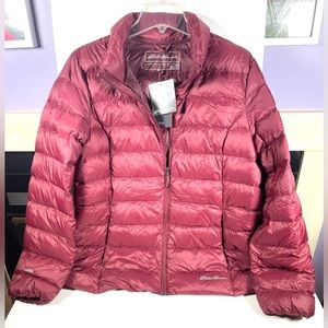 Eddie Bauer EB650 Maroon Full Zip Down Jacket Women's Size XL